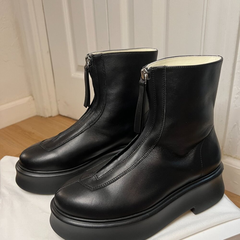 The Row Black Zipped Boot I in Leather - Picture 8 of 12